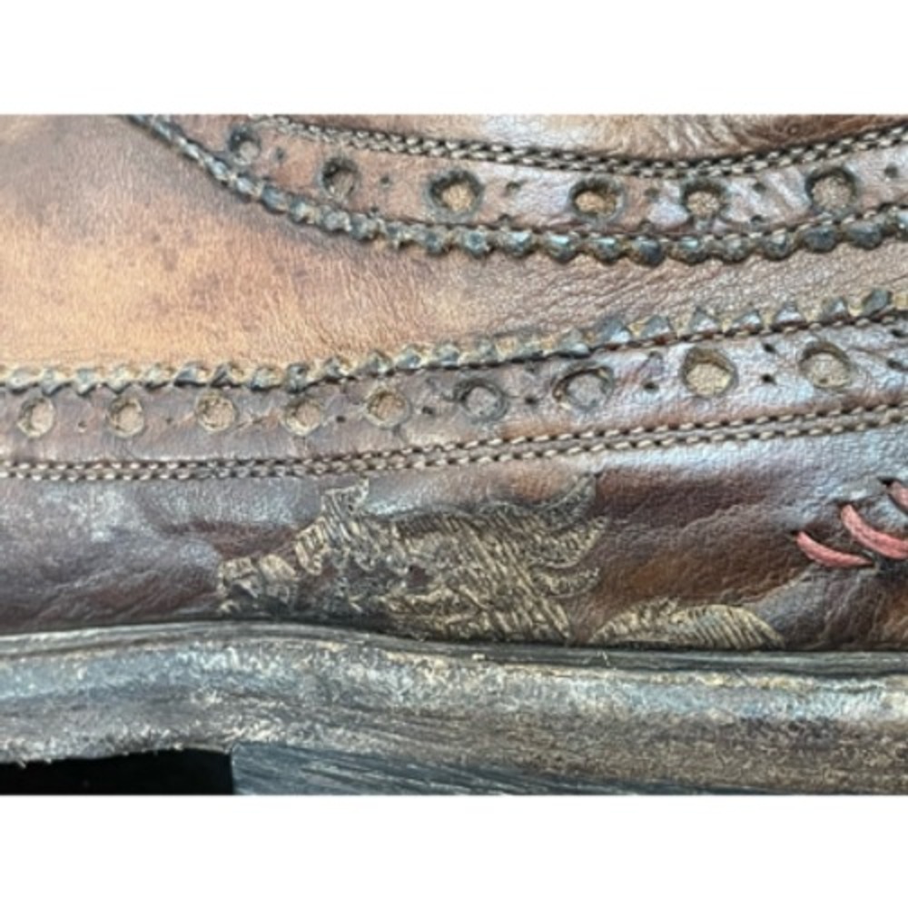 Mark Nason Mens Brogue Dress Shoes Brown Leather Almond Toe Wingtip Lace Up 13 - Picture 6 of 8